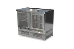 стол холодильный барный со стеклянной дверью (нижний агрегат) 1000*700*850 2 двери для общепит