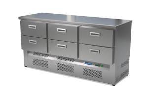 стол холодильный кондитерский (нижний агрегат, столешница нерж) 1650*800*850 6 ящиков для общепит