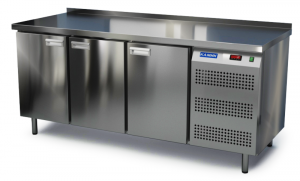 стол охлаждаемый (боковой агрегат, с бортом) 1850*600*850 3 двери для общепит