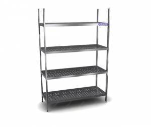 Стеллаж 4 полки, aisi 430, 500*400*1800 заканчивается профилем.