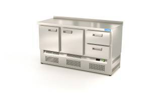 стол охлаждаемый (нижний агрегат, с бортом) 1500*800*850 2 двери, 2 ящика для общепит