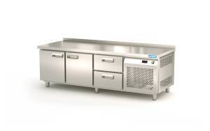 стол охлаждаемый под тепловое оборудование (боковой агрегат, с бортом) 1850*700*620 2 двери, 2 ящика для общепит