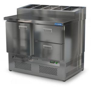 стол охлаждаемый с горкой для пиццы gn 1/3 (нижний агрегат) 1000*700*850(990) 1 дверь, 2 ящика для общепит