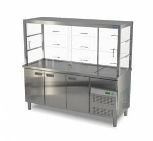 витрина холодильная с охлаждаемым нижним объемом 1800*700*850(1650) 3 двери для общепит