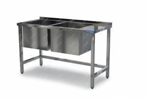 ванна моечная сварная двойная (каркас aisi 430) 1200*500*850 мойки 400*400*300 слева, без фартука, б для общепит