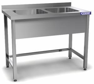 ванна моечная цельнотянутая двойная (каркас aisi 430) 1100*600*850 мойки 400*400*250 по центру, борт для общепит