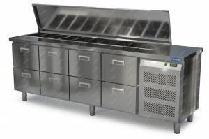 салат-бар с бортом (боковой агрегат) 2300*700*850 8 ящиков для общепит