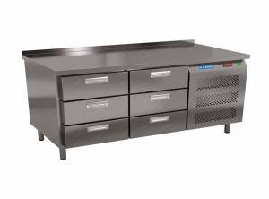 стол морозильный под тепловое оборудование (боковой агрегат, с бортом) 1850*700*620 6 ящиков для общепит