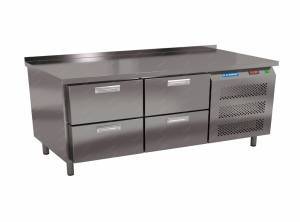 стол морозильный под тепловое оборудование (боковой агрегат, с бортом) 1400*600*620 4 ящика для общепит