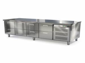 стол морозильный под тепловое оборудование (боковой агрегат, с бортом) 2300*600*620  8 ящиков для общепит