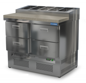 стол охлаждаемый с горкой для пиццы gn 1/6 (нижний агрегат) 1000*700*850(990) 4 ящика, камень для общепит