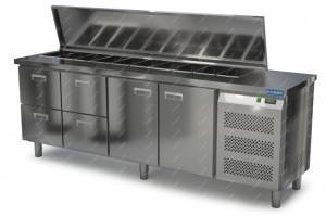 салат-бар с бортом (боковой агрегат) 2300*600*850 2 двери, 4 ящика для общепит