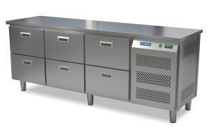 стол холодильный кондитерский (боковой агрегат, столешница нерж) 2100*800*850 6 ящиков для общепит