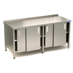 стол сбп закрытый двери-купе (нерж. сталь aisi 430) 2300*400*850  6 опор,  4 двери. для общепит