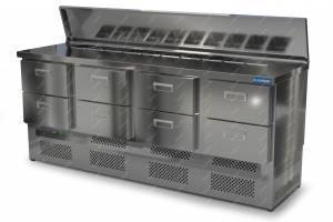 салат-бар для кафе и ресторанов без борта (нижний агрегат) 2000*800*850 8 ящиков для общепит