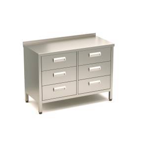 стол сб закрытый ящики (каркас из н.с. aisi 430) 1000*700*850 6 ящиков для общепит