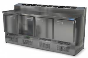 стол охлаждаемый с горкой для пиццы gn 1/6 (нижний агрегат) 2000*700*850(990) 4 двери для общепит