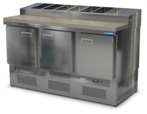 стол охлаждаемый с горкой для пиццы gn 1/3 (нижний агрегат) 1500*700*850(990) 3 двери, камень для общепит