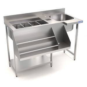 барная станция 1300*600(745)*900 1 рейл (двойной), полка п/блендер. для общепит