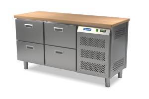 стол холодильный кондитерский (боковой агрегат, столешница бук) 1550*800*850 4 ящика для общепит