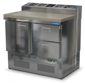 стол охлаждаемый с горкой для пиццы gn 1/6 (нижний агрегат) 1000*700*850(990) 1 дверь, 2 ящика, каме для общепит