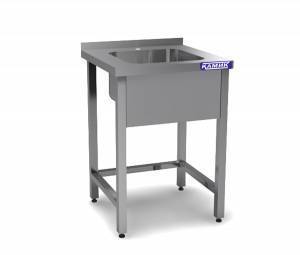 ванна моечная цельнотянутая одинарная (каркас aisi 430) 1800*600*850 мойка 500*500*300 слева, борт. для общепит