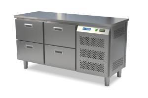 стол морозильный (боковой агрегат, столешница нерж) 1550*800*850 4 ящика для общепит