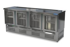 стол холодильный барный со стеклянной дверью (нижний агрегат) 2000*700*850 4 двери для общепит
