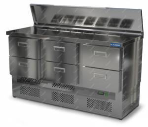 салат-бар холодильный (саладетта) с бортом (нижний агрегат) 1500*800*850  6 ящиков для общепит