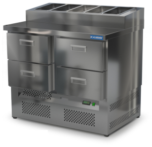 стол охлаждаемый с горкой для пиццы gn 1/6 (нижний агрегат) 1000*700*850(990) 4 ящика для общепит