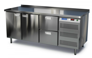 стол охлаждаемый (боковой агрегат, с бортом) 1850*600*850  2 двери, 2 ящика для общепит