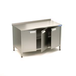 стол сбп закрытый двери распашные (нерж. сталь aisi 430) 1400*400*850  3 двери. для общепит