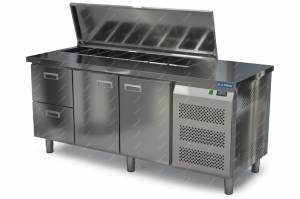 салат-бар холодильный саладетта без борта (боковой агрегат) 1850*600*850 2 двери, 2 ящика для общепит