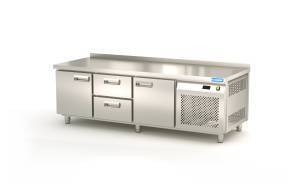 стол охлаждаемый под тепловое оборудование (боковой агрегат, с бортом) 1850*600*620 2 двери, 2 ящика для общепит