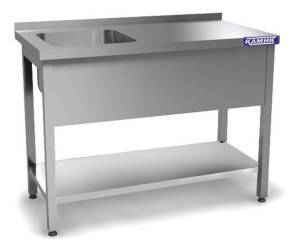 ванна моечная цельнотянутая одинарная (каркас aisi 430) 1200*700*850 мойка 600*500*300 слева, полка для общепит