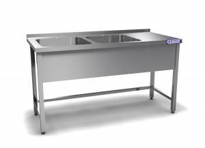 ванна моечная цельнотянутая двойная (каркас aisi 430) 1600*600*850 мойки 600*500*300 слева, борт. для общепит