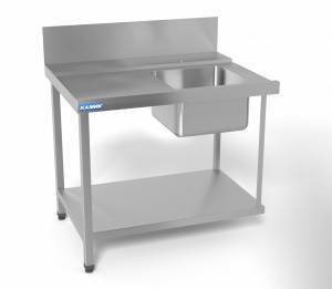стол (входной) для п/м с мойкой 5/4/2,5 с правым креплением к п/м 1200х750х870 2 опоры для общепит