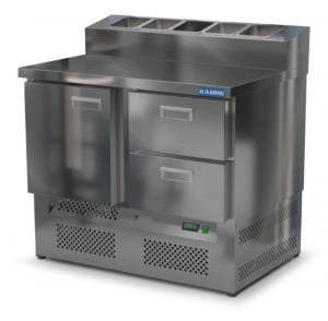 стол охлаждаемый с горкой для пиццы gn 1/6 (нижний агрегат) 1000*700*850(990) 1 дверь, 2 ящика для общепит