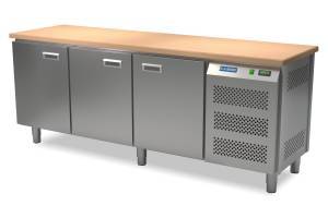 стол холодильный кондитерский (боковой агрегат, столешница бук) 2100*800*850 3 двери для общепит
