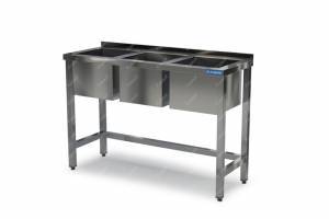 ванна моечная сварная тройная (каркас aisi 430) 1400*450*850 мойки 350*350*300 слева, без фартука, б для общепит