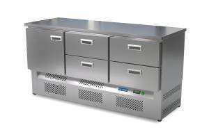 стол холодильный кондитерский (нижний агрегат, столешница нерж) 1650*800*850 1 дверь, 4 ящика для общепит