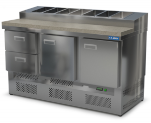 стол охлаждаемый с горкой для пиццы gn 1/3 (нижний агрегат) 1500*700*850(990) 2 двери, 2 ящика, каме для общепит