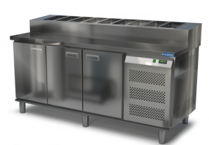 стол охлаждаемый с горкой для пиццы gn 1/6 (боковой агрегат) 1850*700*850(990) 3 двери для общепит