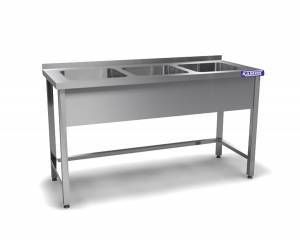 ванна моечная цельнотянутая тройная (каркас aisi 430) 1700*700*850 мойки 500*500*300 по центру, борт для общепит