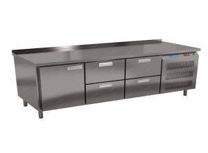 стол морозильный под тепловое оборудование (боковой агрегат, с бортом) 1850*600*620 1 дверь, 4 ящика для общепит