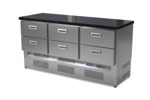 стол холодильный кондитерский (нижний агрегат, столешница гранит) 1650*800*850 6 ящиков для общепит