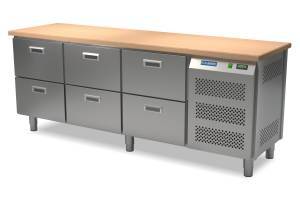 стол морозильный (нижний агрегат, столешница бук) 1730*800*850 6 ящиков для общепит