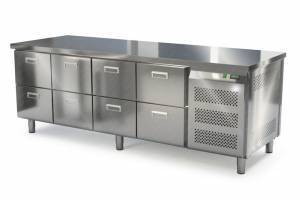 стол морозильный (боковой агрегат, с бортом) 2300*800*850) 8 ящиков для общепит