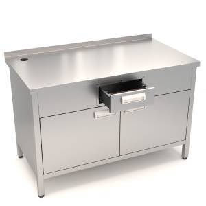 стол под кофемашину с бортом (распашные двери) 900*600*850 для общепит