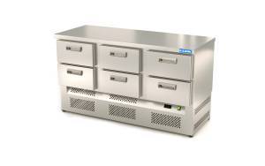 стол охлаждаемый (нижний агрегат, с бортом) 1500*700*850 6 ящиков для общепит